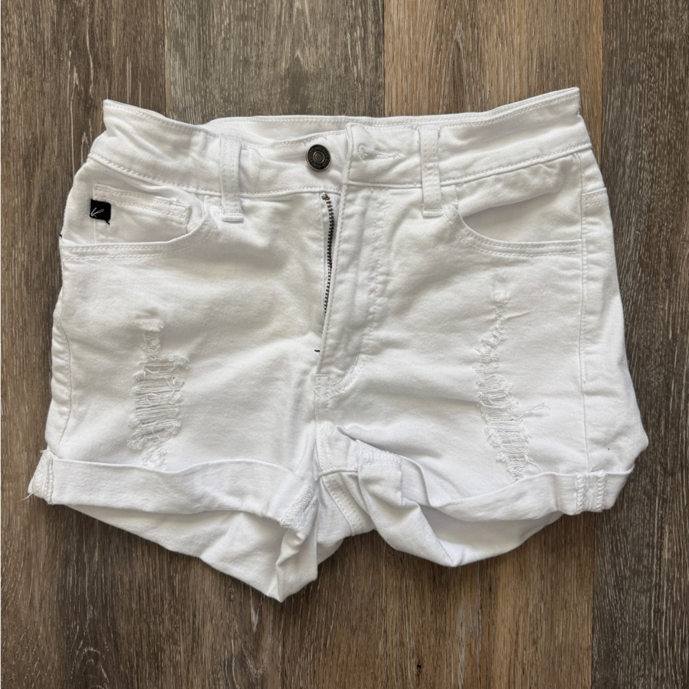 White Distressed Denim Shorts